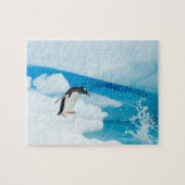 Gentoo Pinguin, Pygoscelis Papua, springt ab Puzzle (Horizontal)