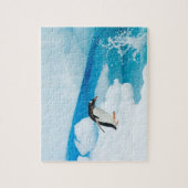 Gentoo Pinguin, Pygoscelis Papua, springt ab Puzzle (Vertikal)