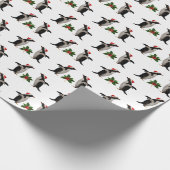 Gentoos und Holly Christmas Wrapping Paper Geschenkpapier (Ecke)