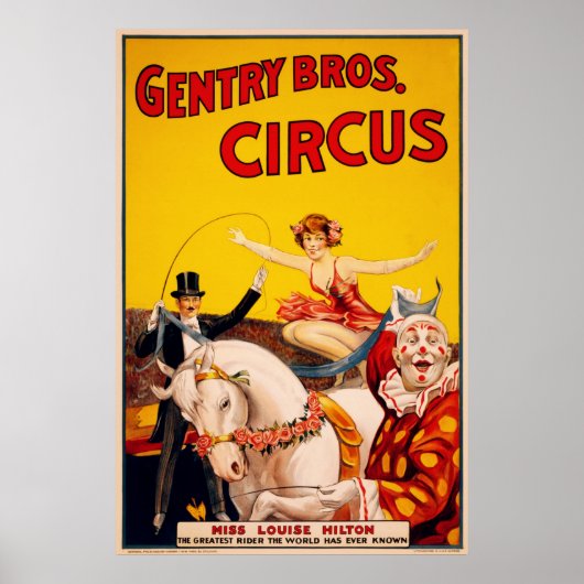 Gentry Bros. Circus Poster ft. Miss Louise Hilton (Vorne)