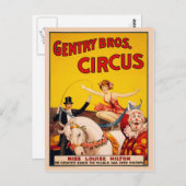Gentry Bros. Circus Poster ft. Miss Louise Hilton Postkarte (Vorne/Hinten)