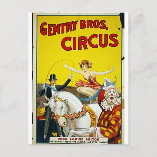 Gentry Bros. Zirkus Postkarte (Vorderseite)