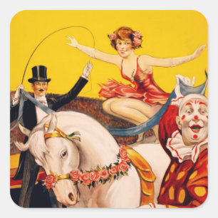 Gentry Bros. Zirkusposter mit Miss Louise Hilton Quadratischer Aufkleber