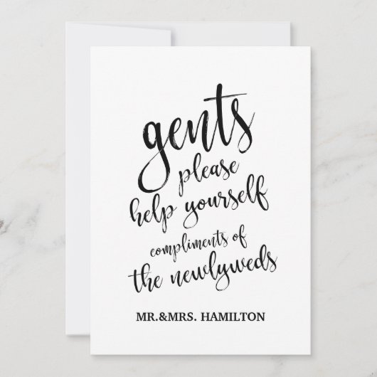 Gents Bad Basket Erschwingliches Hochzeitszeichen (Vorderseite)