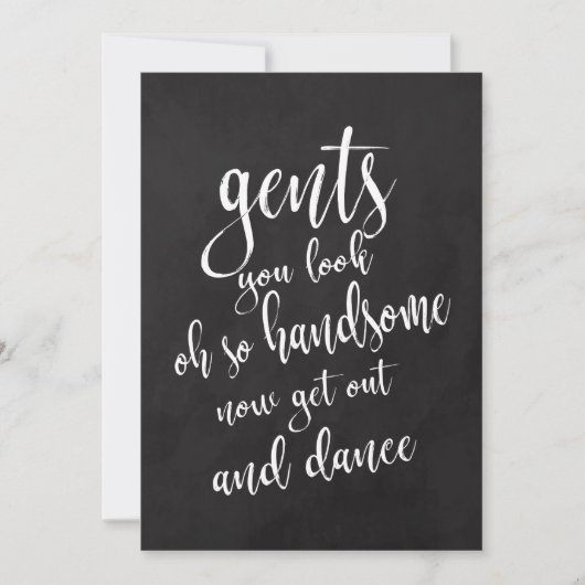 Gents Bad erschwingliche Chalkboard-Hochzeitszeich Einladung (Vorderseite)