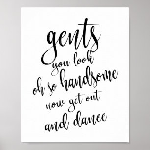 Gents Bad Schwarz und Weiß 8x10 Hochzeitszeichen Poster