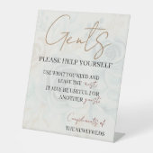 Gents bitte bedienen Sie sich selbst Hochzeitsbade Sockelschild (Vorderseite)