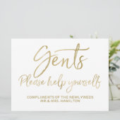 Gents Bitte bedienen Sie sich selbst Hochzeitszeic Einladung (Stehend Vorderseite)