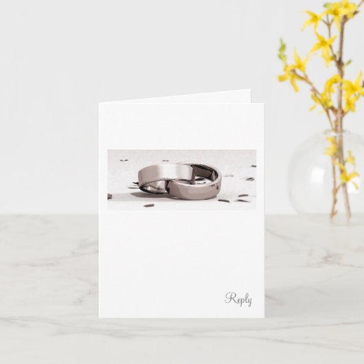 Gents Enwined Rings BLK - Antwortkarte Karte (Gelbe Blume)