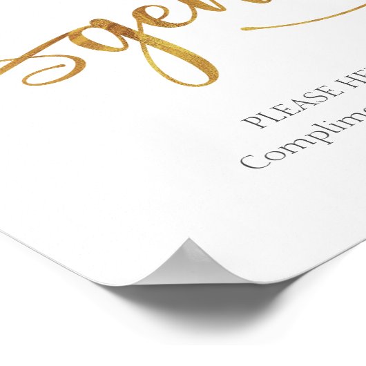 Gents Gold Bade Körbchen Beschilderung | Hochzeits Poster (Ecke)