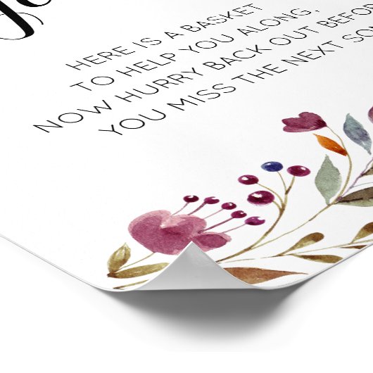 Gents Mens Bathroom Basket Sign Burgundy Blume Poster (Ecke)