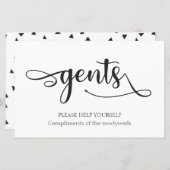 "Gents" Schwarz-weißer Badkorb Hochzeitszeichen (Vorne/Hinten)