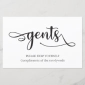 "Gents" Schwarz-weißer Badkorb Hochzeitszeichen (Vorderseite)