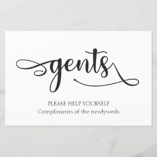 "Gents" Schwarz-weißer Badkorb Hochzeitszeichen