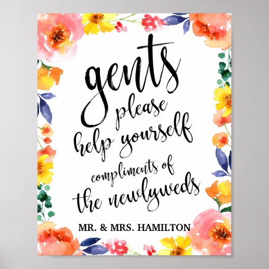 Gents Wedding Bad Basket 8x10 Blumenzettel Poster (Vorne)