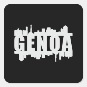 Genua Italien City Skyline Cityscape Funny Geschen Quadratischer Aufkleber