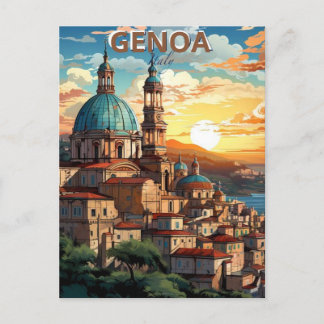 Genua, Italien, Eine Postkarte einer Stadt mit und