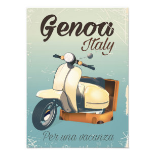Genua Italien Für einen Urlaub Vintage Poster