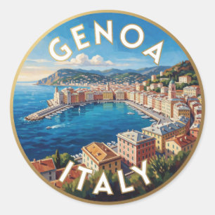 Genua Italien Ligurische Küste Szene ☀️ Runder Aufkleber