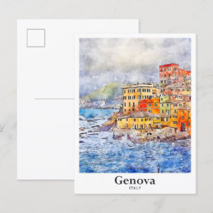 Genua Italien Reise Wasserfarben Skizze Handgezeic Postkarte