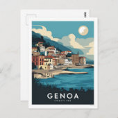 Genua Italien Retro Travel Malerei Postkarte (Vorne/Hinten)