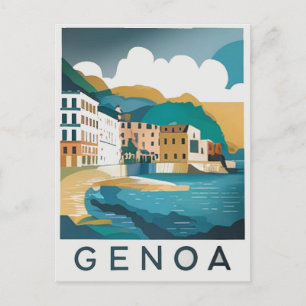 Genua Italien Retro Travel Postkarte