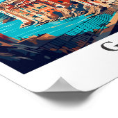 Genua Italien Vintage Travel Illustration Poster (Ecke)