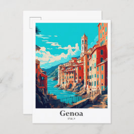 Genua Italien Vintage Travel Illustration Postkarte