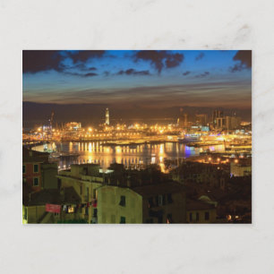 Genua und der Hafen am Abend Postkarte