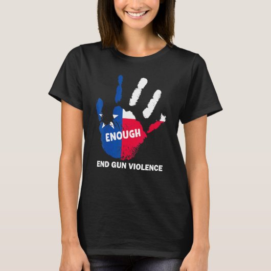 Genug End Gun Gewalt No Gun Texas Flag Schutz T-Shirt (Vorderseite)