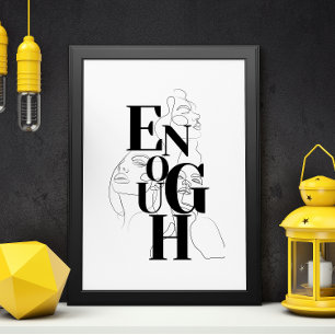 GENUG Grafik Schwarz Weiß Moderne Typografie Poster