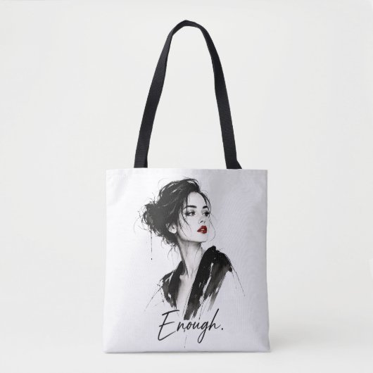 Genug. Minimalistische Statement-Baumwolltasche Tasche (Vorderseite)