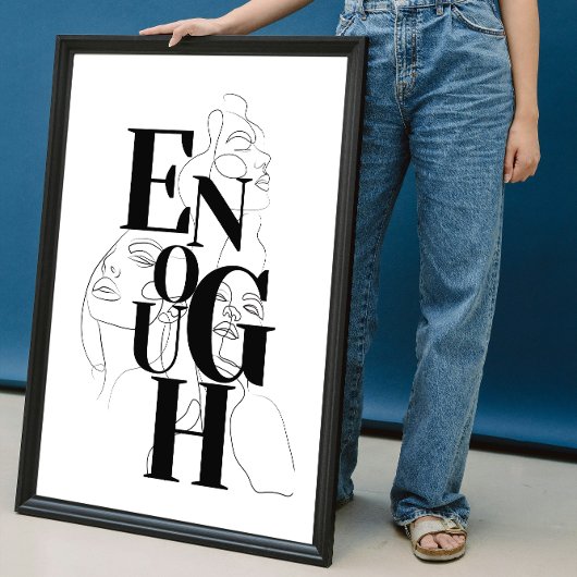 GENUGH Grafik Schwarz-weiße moderne Typografie Poster