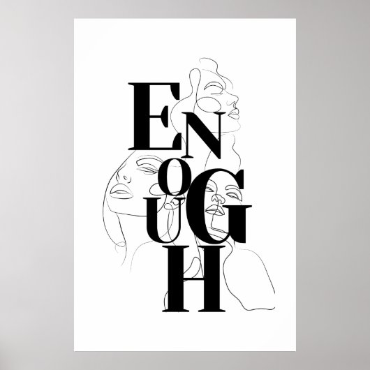 GENUGH Grafik Schwarz-weiße moderne Typografie Poster (Vorne)