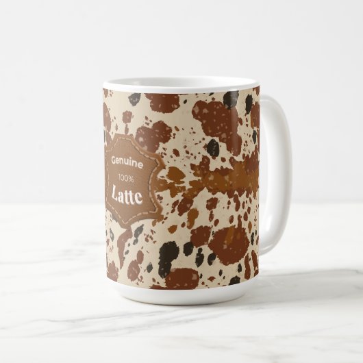 Genuine 100% Latte Cowhide Pattern Mug | Neutral  Kaffeetasse (VorderseiteRechts)