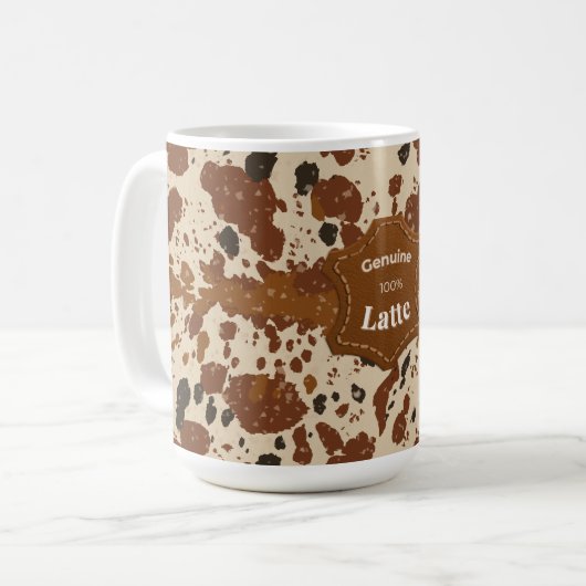 Genuine 100% Latte Cowhide Pattern Mug | Neutral  Kaffeetasse (Vorderseite Links)