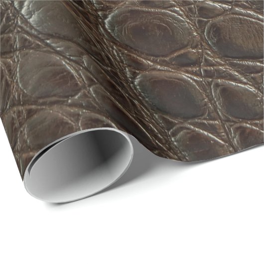 Genuine brown alligator leather, close up to show  geschenkpapier (Rolleneckpunkt)