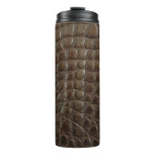 Genuine brown alligator leather, close up to show  thermosbecher (Vorderseite)