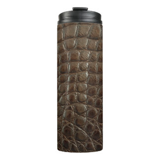 Genuine brown alligator leather, close up to show thermosbecher