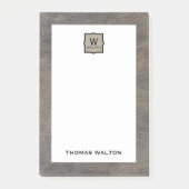 Genuine Cowhide Leather Look Monogram Name Post-it Klebezettel (Vorderseite)