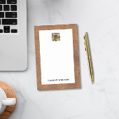 Genuine Leather Look Monogram Name Post-it Klebezettel