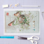 Genuine (nicht KI) Vintage Viktorianische Vogelkrä Seidenpapier (Handwerk)