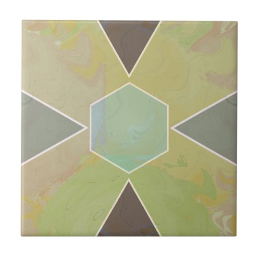 Geo Abstract Pastel Marble Olive Green Fliese (Vorderseite)