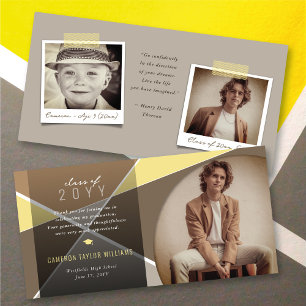 Geo Brown Criss Cross Farbblock Foto-Abschlussfeie Dankeskarte
