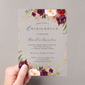 Geo Clear Acrylic Burgundy Floral Quinceanera Acryleinladungen (Insitu (Handheld))