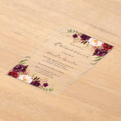 Geo Clear Acrylic Burgundy Floral Quinceanera Acryleinladungen (Ablage )