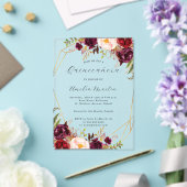 Geo Clear Acrylic Burgundy Floral Quinceanera Acryleinladungen (In Situ (Hochzeit))