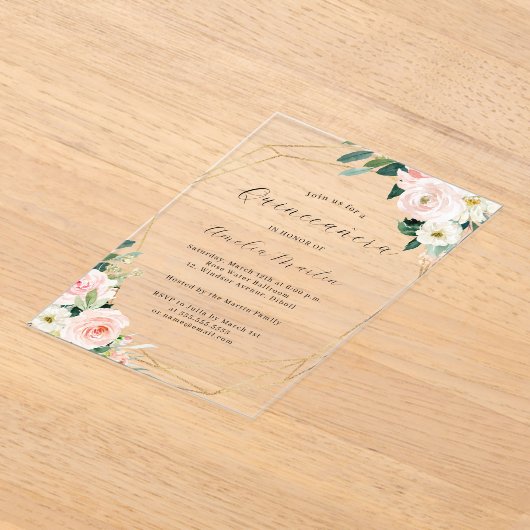 Geo Clear Acrylic Floral Quinceanera Acryleinladungen (Ablage )