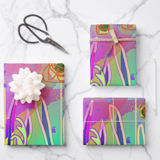 Geo Contempo Floral Geschenkpapier Set (Vorderseite)