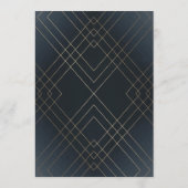 Geo Dark Navy Gold Gatsby Calligraphy Wedding Einladung (Rückseite)